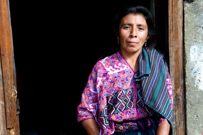 Portrait of a Mayan woman in a huipil (traditional Mayan top), Nahuala, Solola Department, Guatemala. © Kraig Lieb